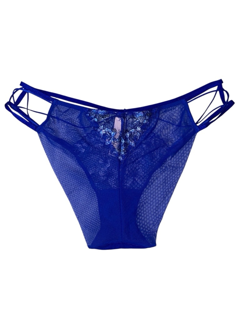 NWT Victoria’s Secret Blue Butterfly Sheer Mesh Strappy Panties, Size XL - Picture 3 of 9